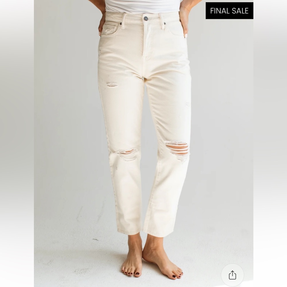 CJLA Distressed Cream Jeans